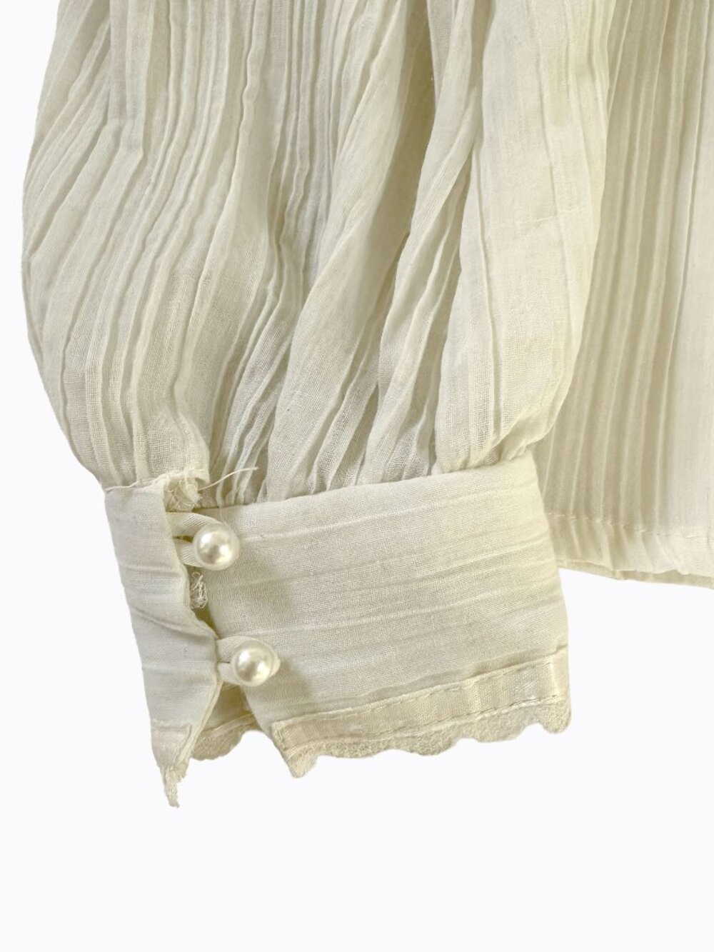 Vtg 70s Gunne Sax Blouse Jessicas Gunnies Ivory Lace Pleated Prairie Top M Boho - Picture 5 of 8